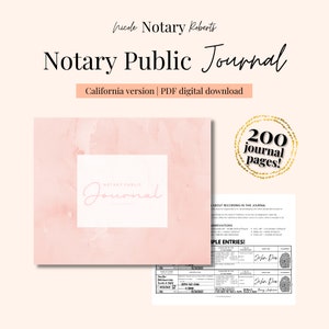 CALIFORNIA NOTARY JOURNAL! Pink Design! A streamlined, easy-to-use, digital journal for notary publics and loan signing agents!