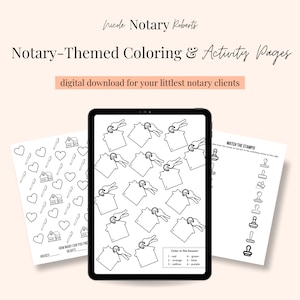 Notary-Themed Coloring and Activity Pages! | Digital Download - 5 Pages Total!