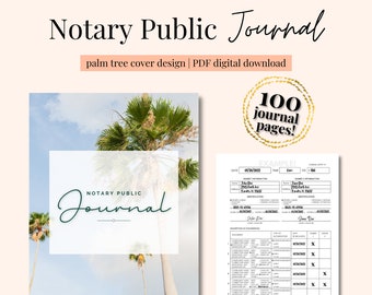 Palm Tree Notary Journal: Loan Signing Agent Log (Digital Download)