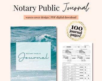 Digital Notary Journal: Waves Design, 100 Entries (PDF)