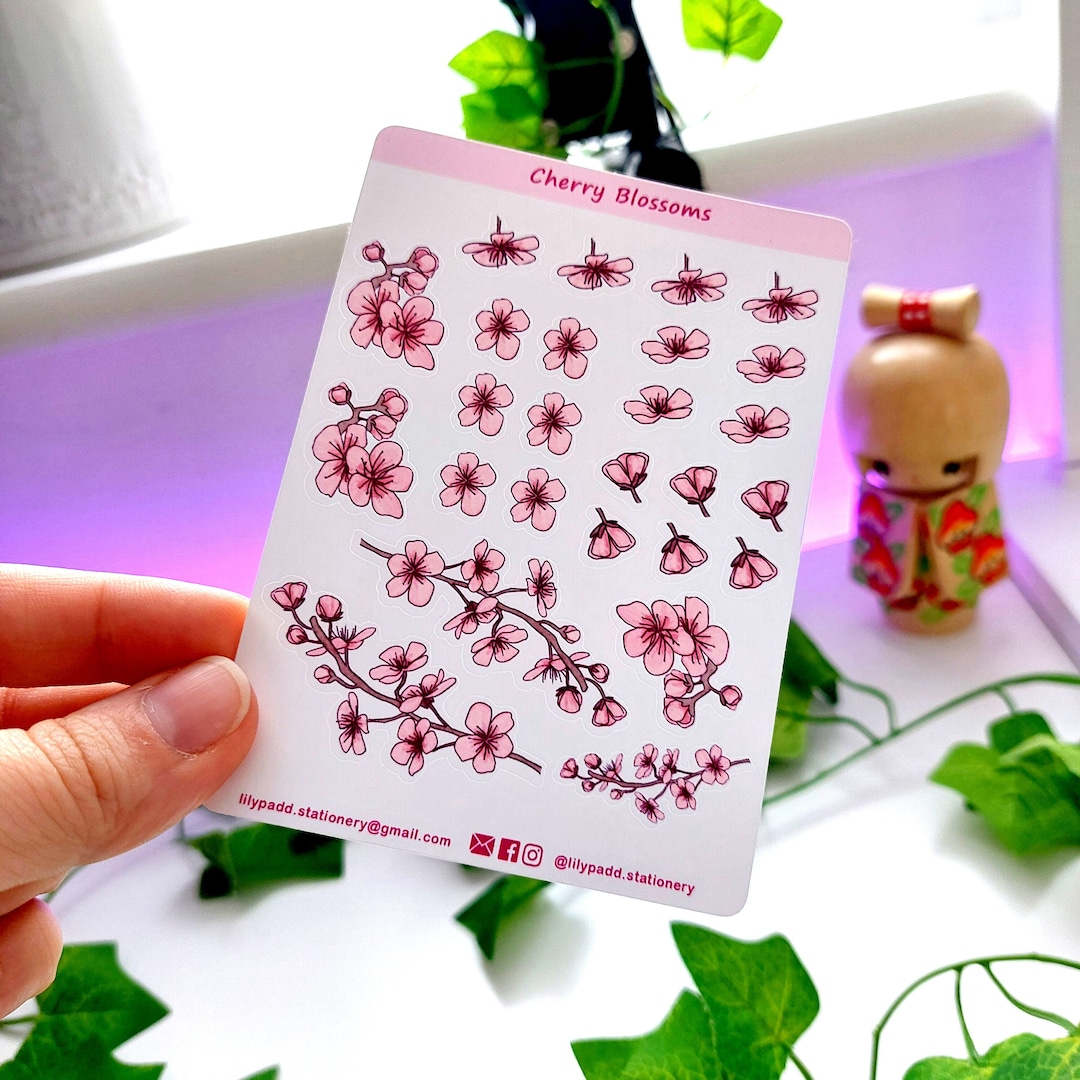 Cherry Blossom Sticker Sheet Kawaii Planner Stickers Sakura Stickers ...