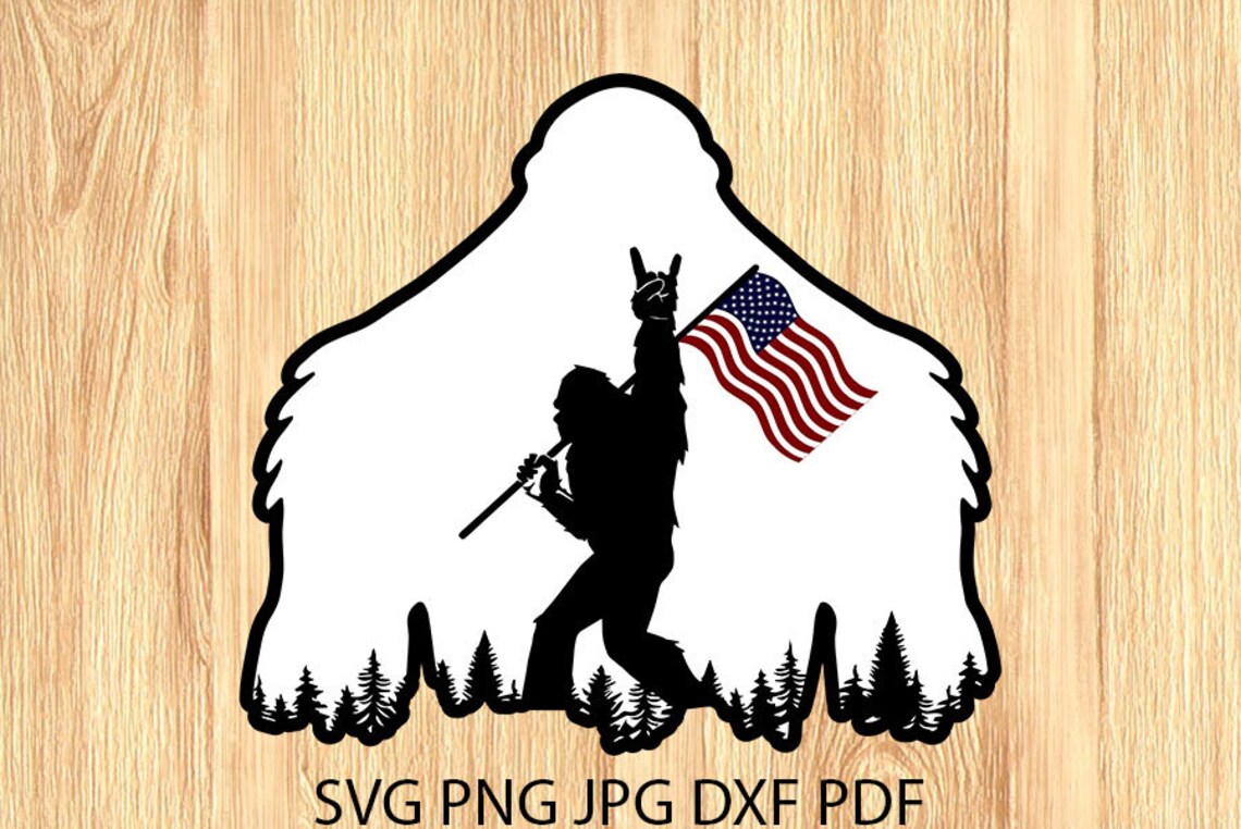 Big Foot Sasquatch American Flag SVG PNG JPG Digital Download | Etsy