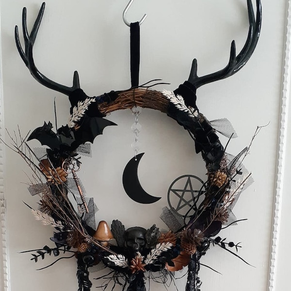 Creatures Of The Night Wreath with Black Raw Kyanite