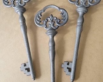Huge Vintage Cast Iron 30cm Keys 2 Left.