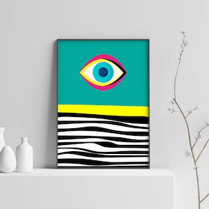 Modern Abstract Wall Art Print,  Abstract Print Digital Download, Modern Retro Art, Living Room Wall Decor, Zebra Art