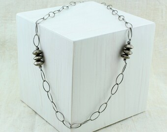 Boho Silver Necklace, Ethnic Bead Necklace, Minimalist Silver Necklace, Recycled Silver, Tuareg Beads, Limited Edition