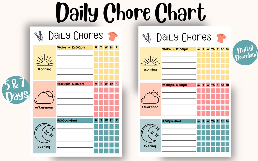 daily-chore-chart-for-kids-printable-write-your-own-chores-etsy