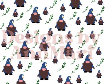 Christmas gnome seamless pattern, holiday decor pattern, seamless pattern for fabric, 300 DPI png, gnome png, seamless pattern for paper