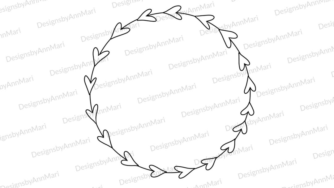 Wreath Heart Circle Svg Floral Laurel Clipart , Wedding Wreath Hearts ...