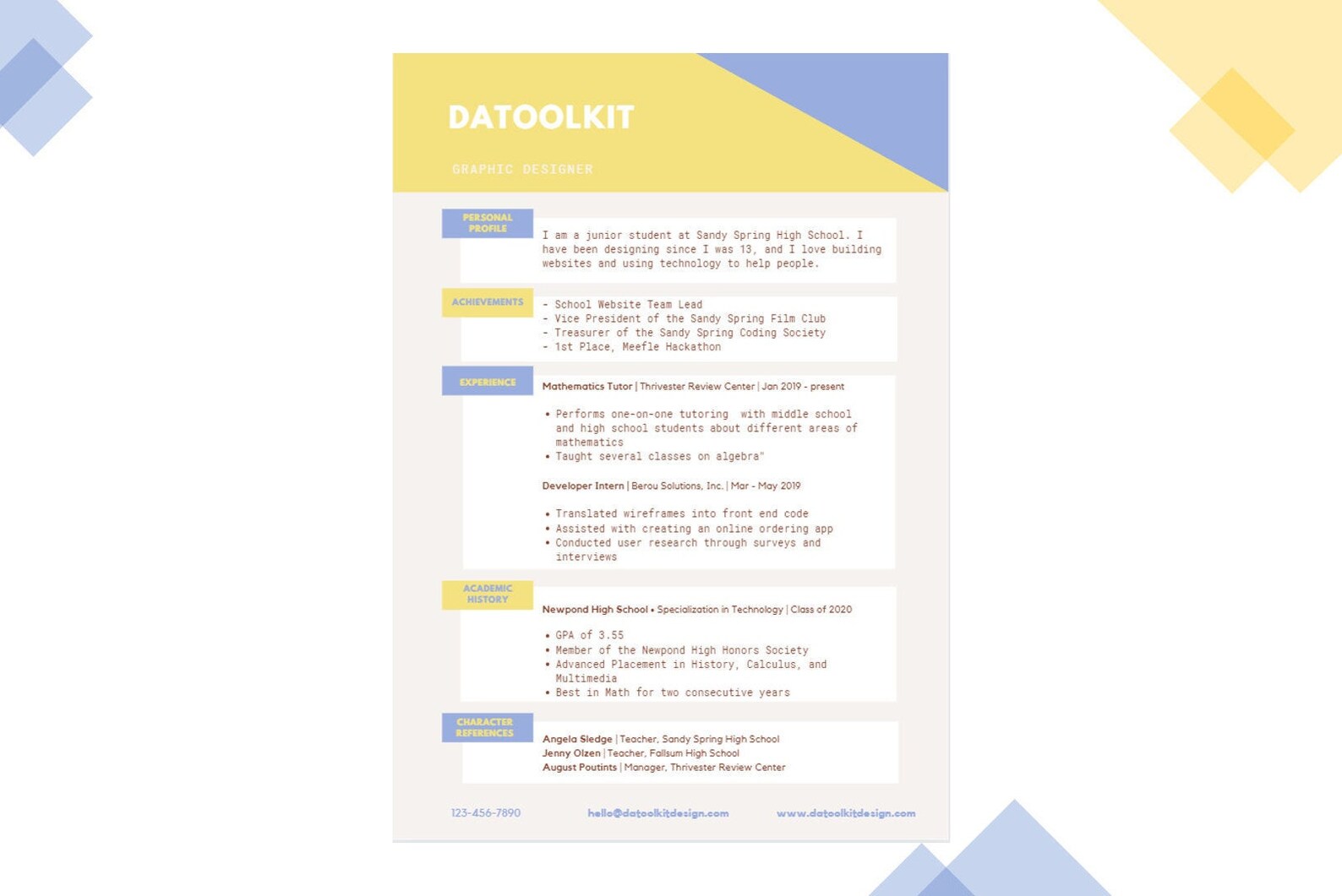 Modern Resume/CV Template For Words/Google Docs/PDF File | Etsy