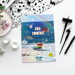 Stickers kitsch et carte postale mer éblouissante, papeterie imprimable à téléchargement immédiat, papier peint paysage imaginaire, carte pour amis ou amoureux