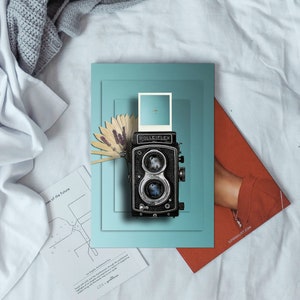 Carte postale Fly Into Memories, papeterie imprimable à téléchargement immédiat, papier peint paysage imaginaire, superpositions de photos, carte pour amis ou amoureux
