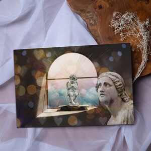 Lindo cartão postal de anjo bebê, papelaria para impressão instantânea, cartão estilo vintage, cartão para amigos, amante, chá de bebê, batismo de bebê