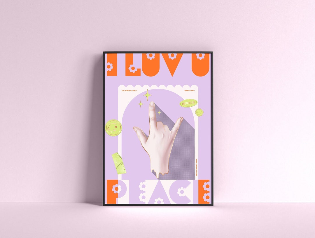 I Love You Sign Language Poster, Cute Y2K Room Decor Digital Artwork ...