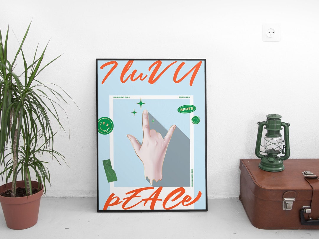 I Love You Sign Language Poster, Cute Y2K Room Decor Digital Artwork ...