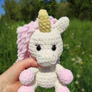 Crochet unicorn custom plush horse toy,Knit unicorn stuffed animal,Cute kawaii unicorn amigurumi,Pregnancy gift for baby girl kids toddler