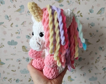 Rainbow stuffed unicorn crochet animals custom plush horse toy knit unicorn cute kawaii amigurumi pregnancy gift for baby girl kids toddler