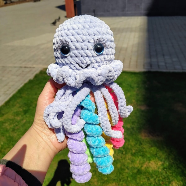 Ocean nursery custom plush kawaii plush pregnancy gift sea creatures stuffed octopus crochet jellyfish multicolor toy under the sea decor