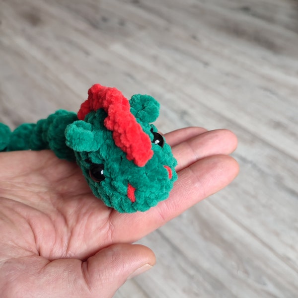 Green dragon plushie crochet animals handmade gifts sensory toys kawaii fidget cute stuffed amigurumi anxiety pet stress snake worry worm