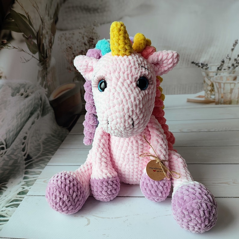 Crochet unicorn personalized pregnancy gift baby unicorn plush rainbow stuffed animal amigurumi Baby shower unicorn toy Birthday gifts girl image 6