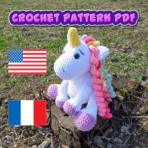 Unicorn Crochet Pattern : Amigurumi Plush Toy (PDF Download English, Franch)