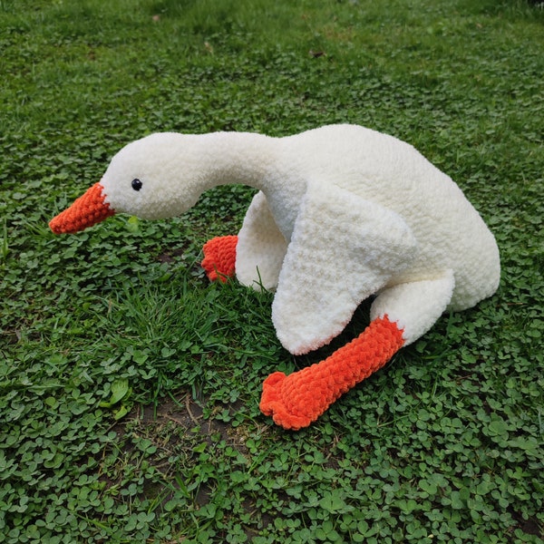 Goose crochet amigurumi custom plush personalized gift handmade stuffed animal cuddly large toy soft duck baby shower favors home decor room