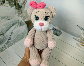 Personalized gift handmade teddy bear 1 year old girl gift stuffed animals Baby shower favors Birthday gift toddler toy goddaughter gifts