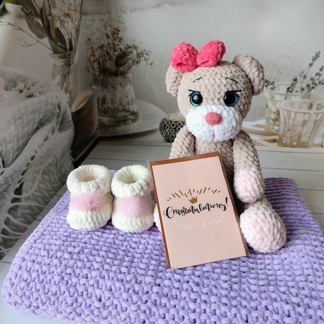 Handmade Gift Box for Baby Girl Gift Set New Baby Gift Basket Crochet