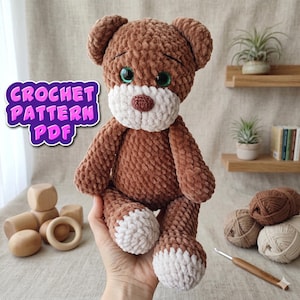 Björn Amigurumi Mönster Virkning PDF Engelska, DIY Handledning Direkt Nedladdning, Handgjord Plyschgåva, Minnesnalle