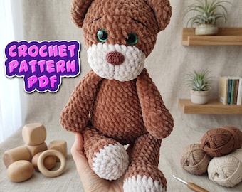 Teddy Bear Crochet Pattern (PDF English) DIY Amigurumi Tutorial Instant Download Handmade Plush Gift
