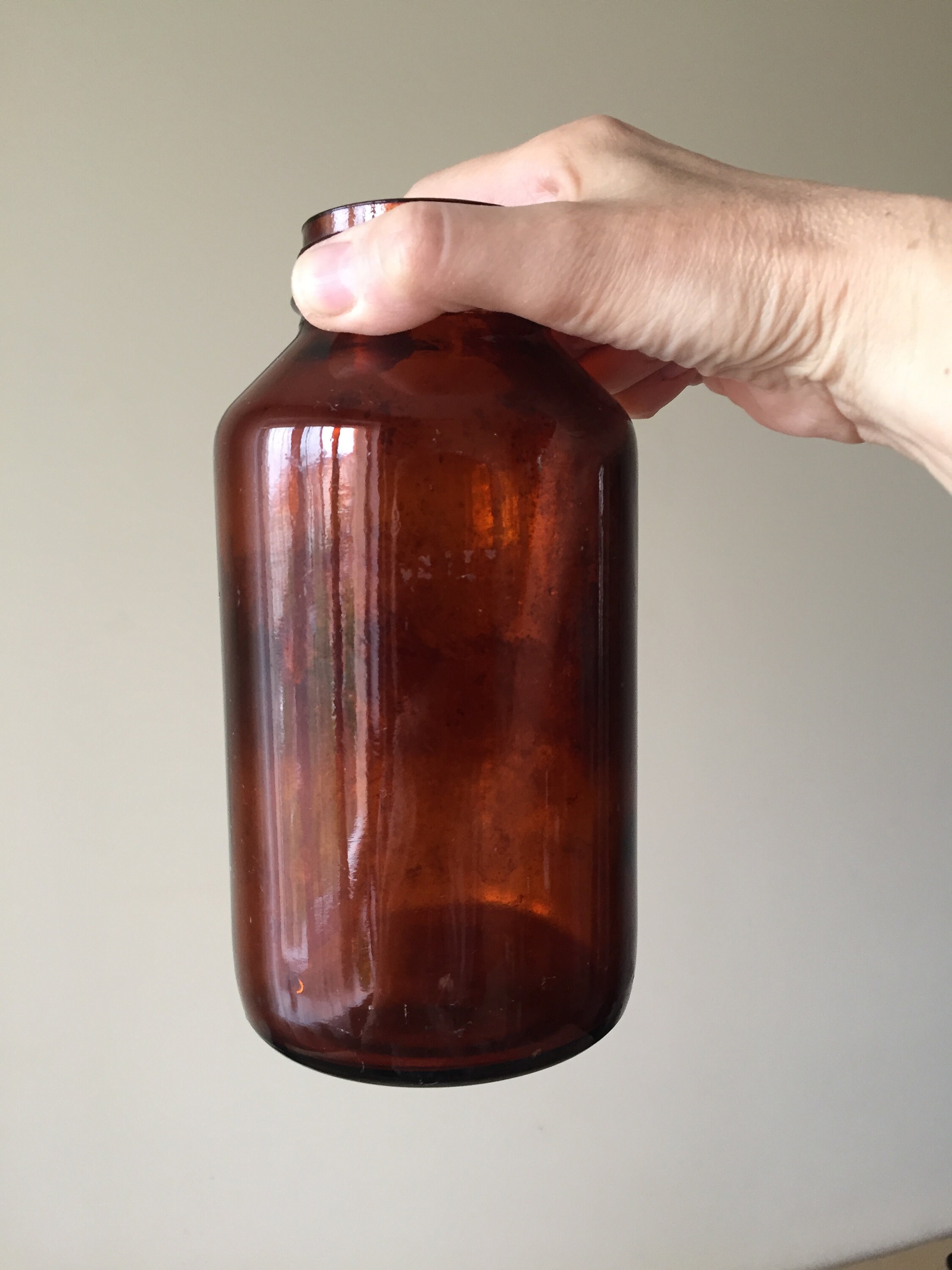 Vintage brown glass jar for chemicals. Etsy