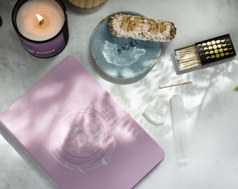 Intention Candle Kit | Manifestation Journal & Amethyst Crystal Candle Bundle with Sage, Smudge Plate, Selenite Wand, Quartz