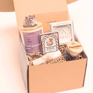Aquarius Gift Set: Spiritual Woman Incense, Candle, Bracelet & Crystal Jewelry Dish - Perfect for Astrology Lovers