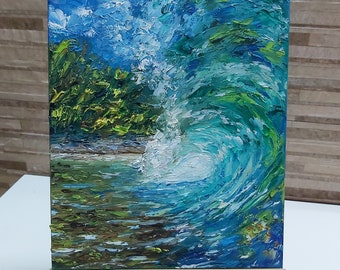 Original sea oil painting Abstract Painting Abstract wall Decor Wave Painting Ocean Seascape Painting Landscape Oil Painting Small Painting