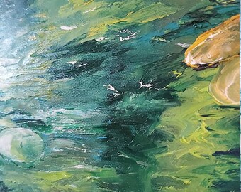 水蓮の油絵です 油絵 睡蓮