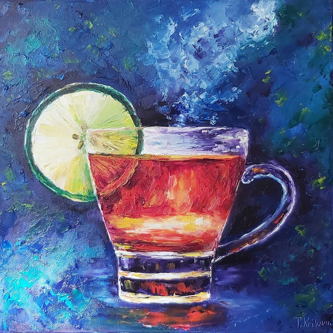 A Cup of Tea With Lemon.oil on Canvas.original Art. Etsy