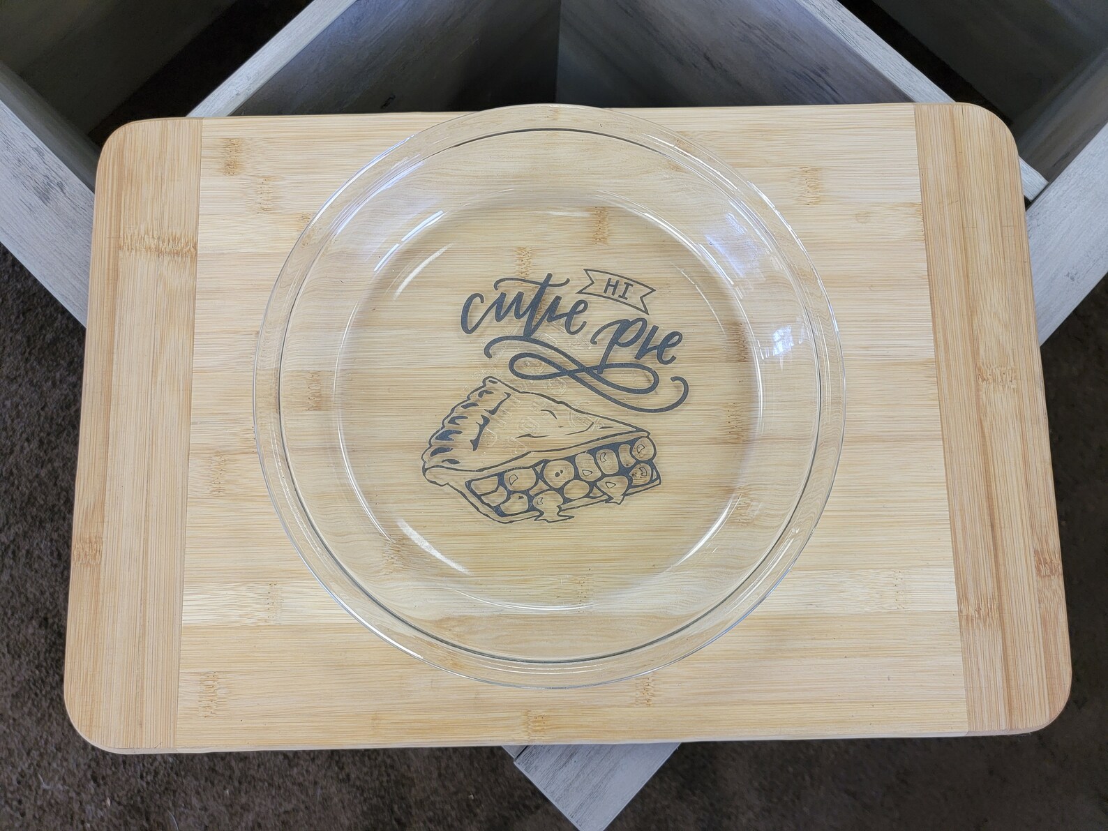 Custom engraved glass pie dish Etsy