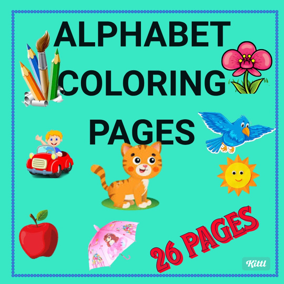 Alphabet Colouring Pages for Kids Etsy