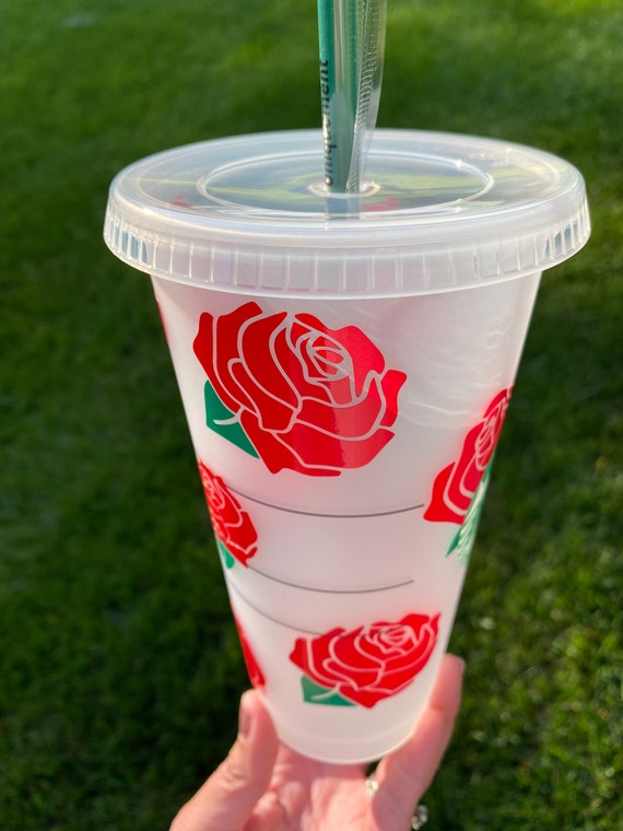Rose Starbucks Reusable Cold Cup Etsy