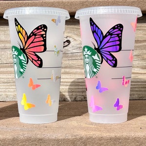 Butterfly Starbucks Reusable Cold Cup, Butterfly Cup, Butterflies Cup, Butterfly Tumbler, Gift for Her, Custom Butterfly, Personalized Cup