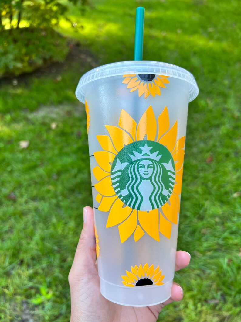 Sunflower Starbucks Reusable Cold Cup Sunflower Cup Etsy