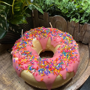 Giant Pink Icing Doughnut Candle