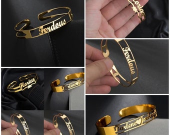 Nome personalizzato Braccialetto Personalizzato Braccialetti Personalizzati Donne Uomo Rosa Oro Acciaio Inossidabile Chrismas Gioielli Regalo