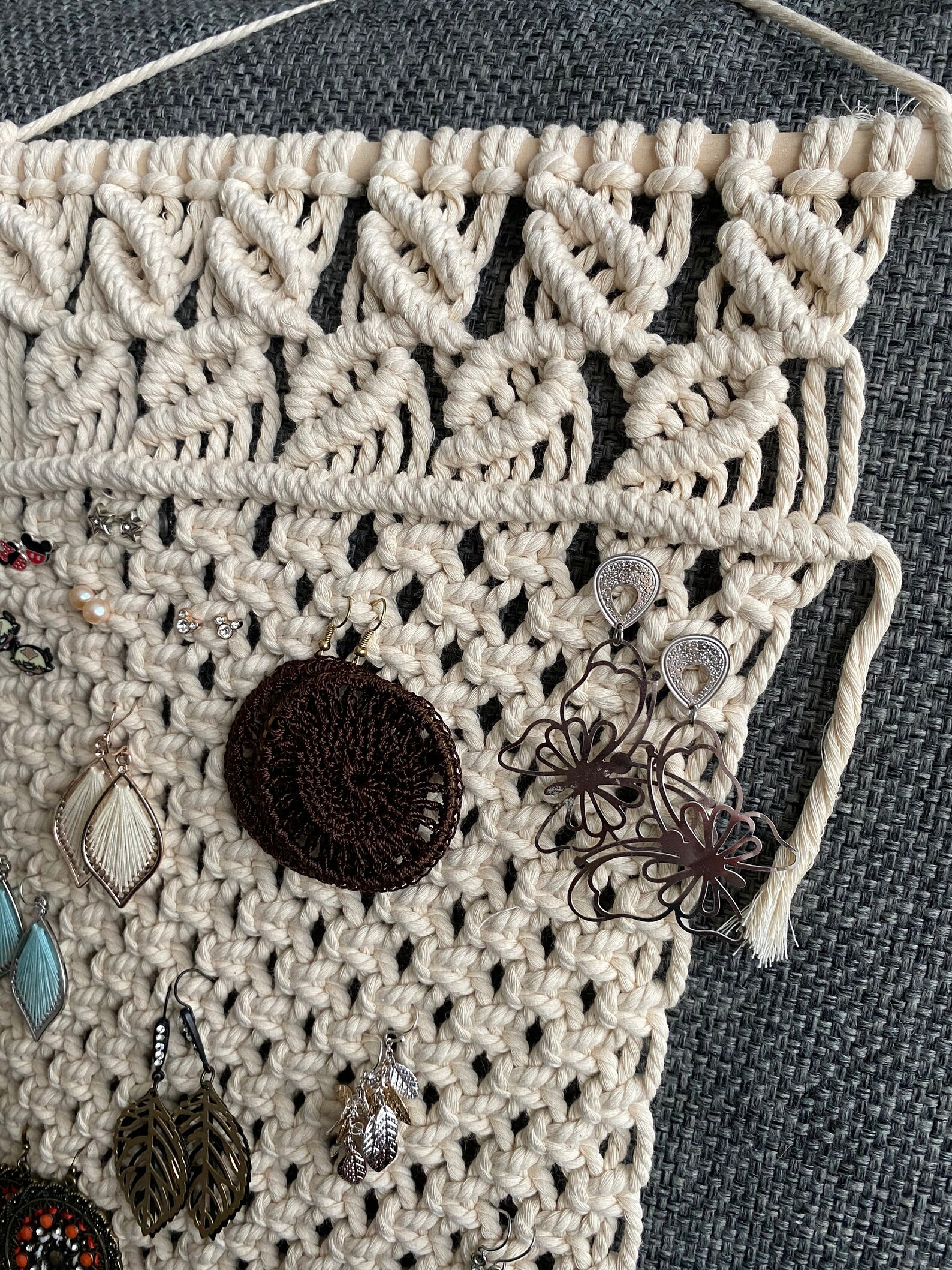 Macrame Earring Holder Jewelry Organizer Boho Wall Hanging Etsy