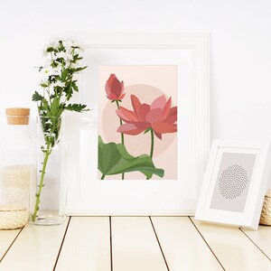 Lotus Flower Minimal Art Print Digital Download