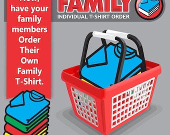 Página de pedido y diseño de camisetas familiares personalizadas (PDF)