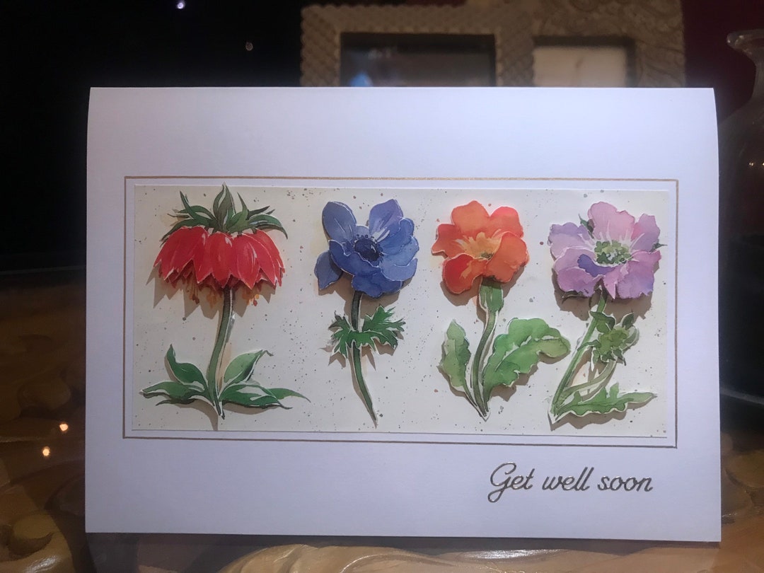 Get Well Soon Flower Card | Handmade 3D Card | Floral Card - Etsy UK