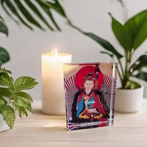Guru Rinpoche, Padmasambhava Glass Statue, Tibetan Buddhism Buddhist Artwork, Buddha Glass Art Buddha Statue Indoor