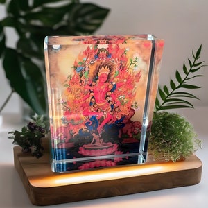Kurukulla, Kurukulle, Dakini Glass Statue-Tibet Tibetan Buddhism Buddhist Glass Art Red Tara Statue Glass Statue Indoor with Small Gift Box