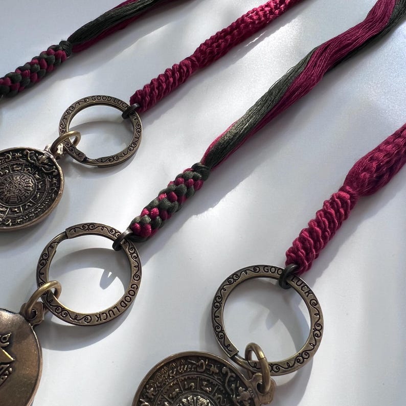 Talismán tibetano de protección, amuleto de los ocho trigramas, colgante de cobre del zodíaco chino Feng Shui, llavero con mantra, llaveros de la suerte, regalos para amigos. imagen 13